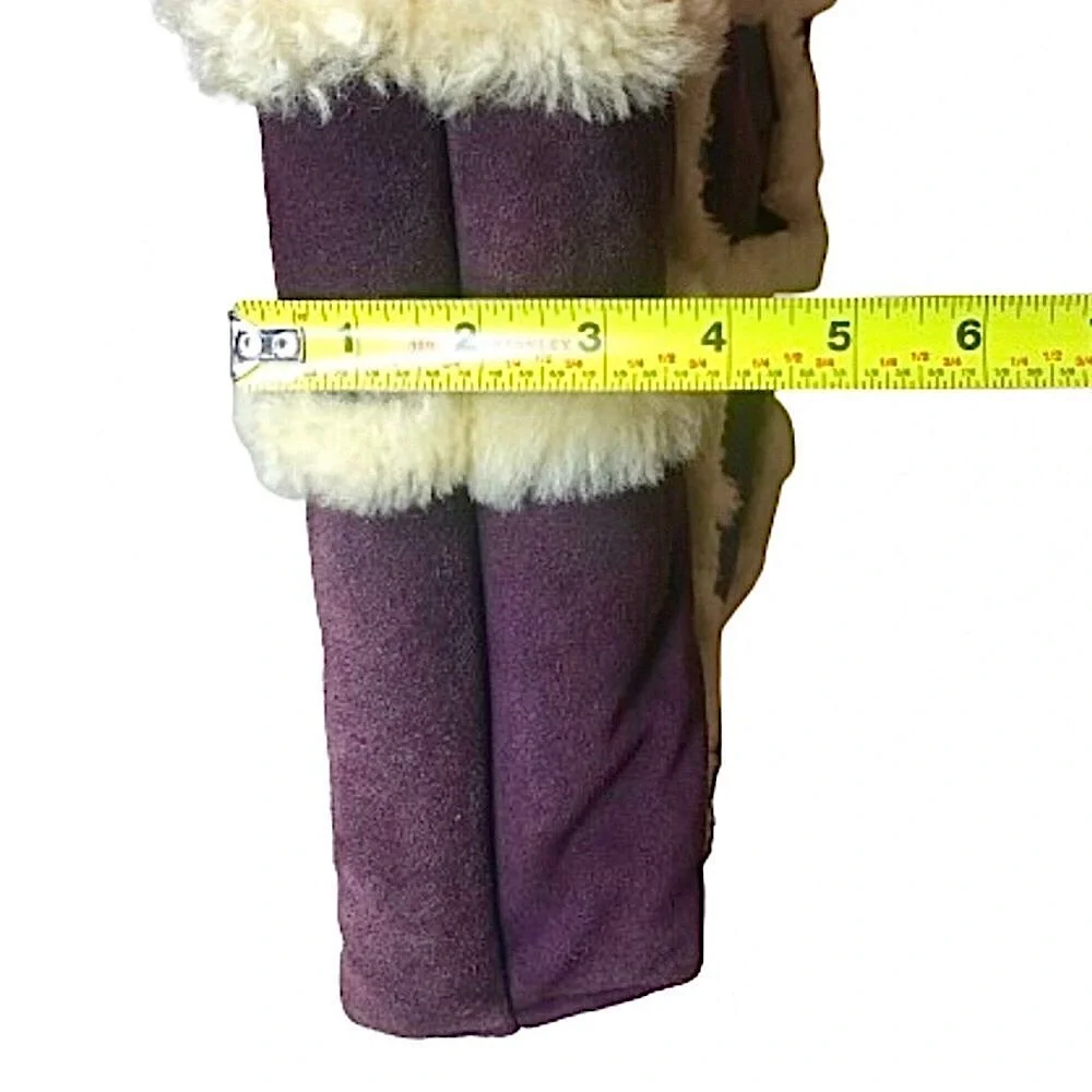UGG Large Plum & Ivory Leather Shearling Sheepskin Tote Bag MINT CONDITION